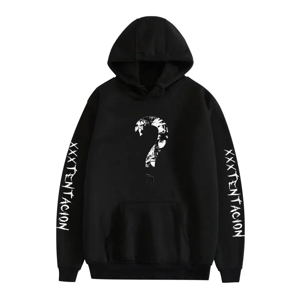 XXX Men's Black Hooded Sweatshirt with Graphic Print