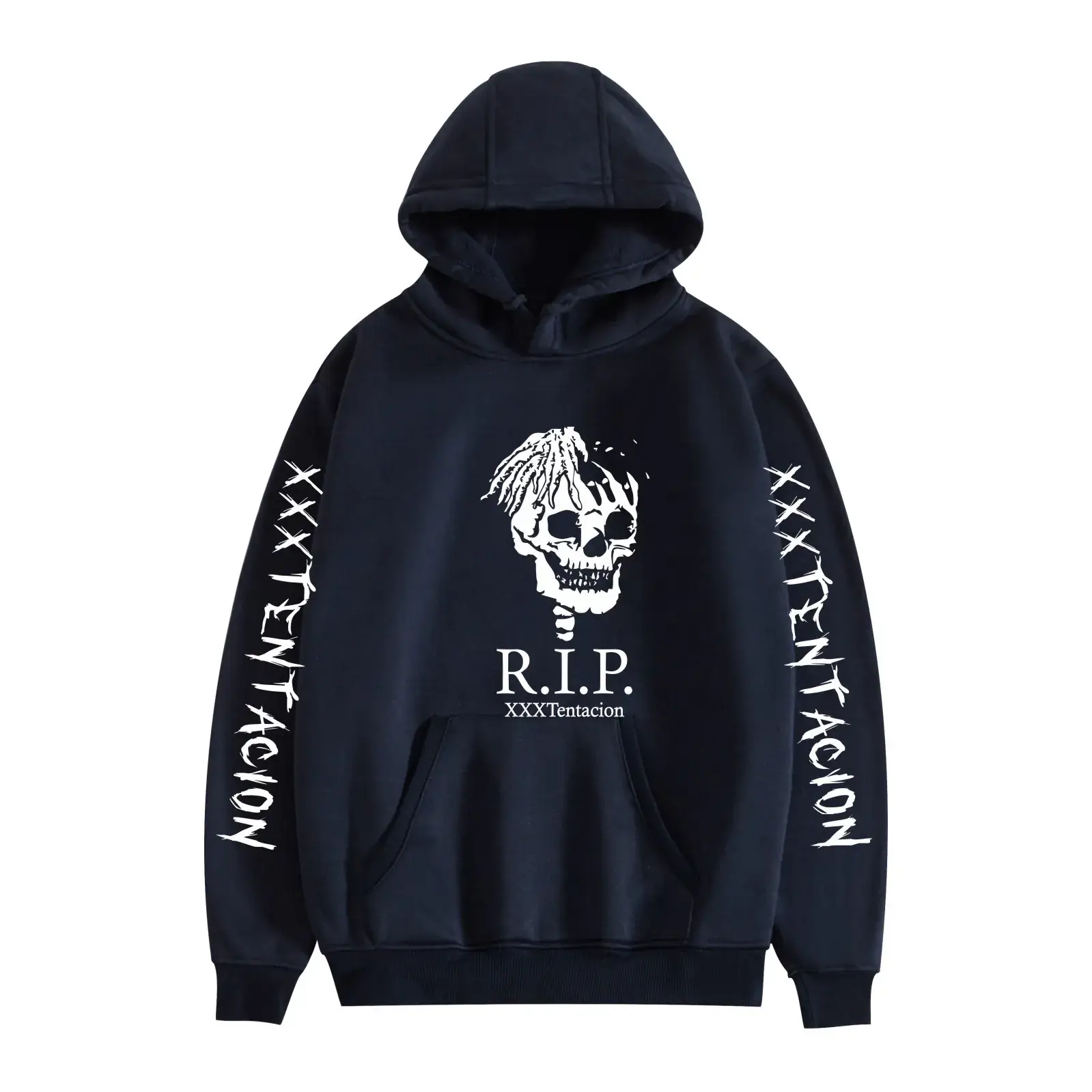 XXX Men's Black Hooded Sweatshirt with Graphic Print