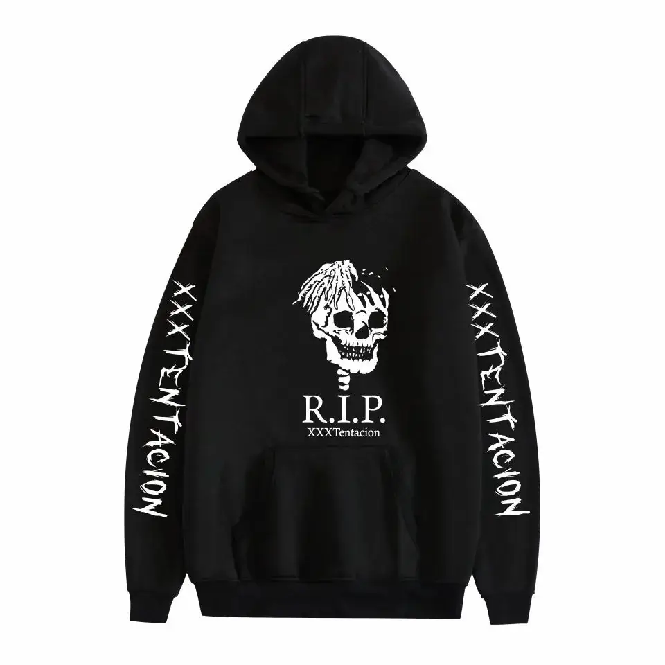 XXX Men's Black Hooded Sweatshirt with Graphic Print