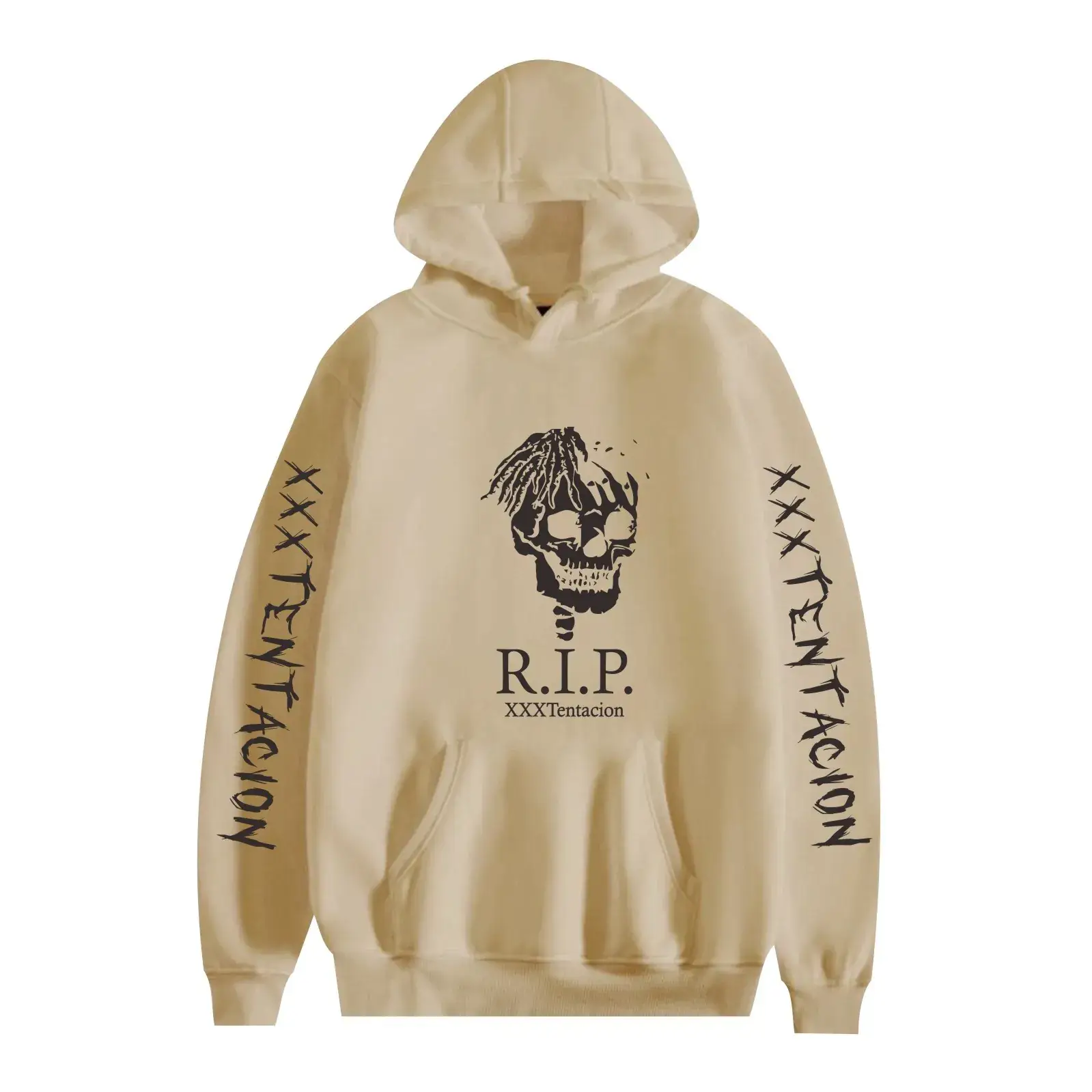 XXX Men's Black Hooded Sweatshirt with Graphic Print