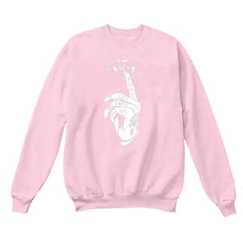 Yellow Crewneck Sweatshirt with "Shut the F*ck Up" Graphic - Image 5