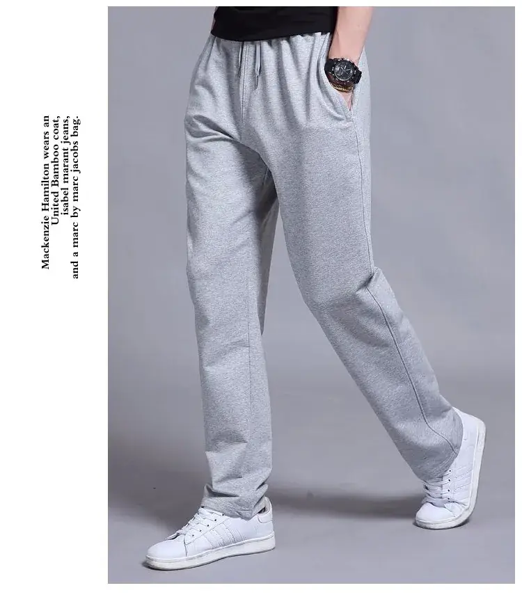 Men's Grey Fleece Lined Straight Pants Large Autumn Wear - Image 15
