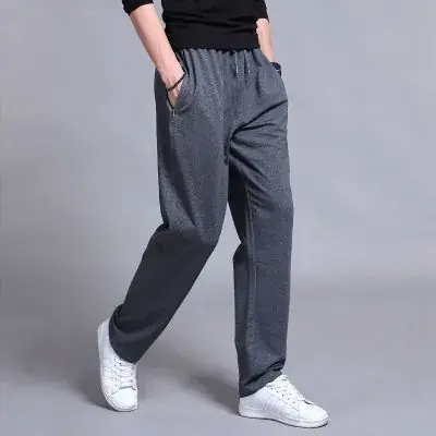 Men's Grey Fleece Lined Straight Pants Large Autumn Wear - Image 2