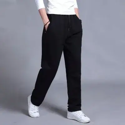Men's Grey Fleece Lined Straight Pants Large Autumn Wear - Image 3