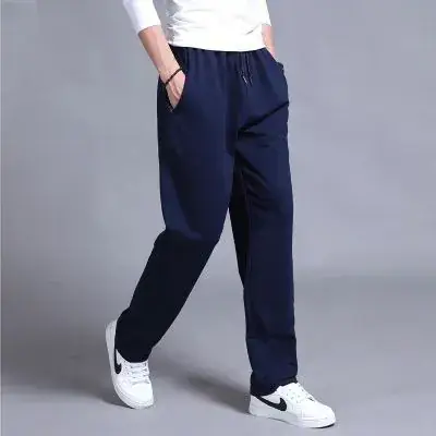 Men's Grey Fleece Lined Straight Pants Large Autumn Wear - Image 4