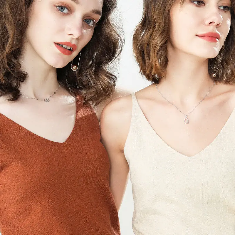 Women's Knitted Sleeveless V-Neck Top Tan Autumn 2019 - Image 14