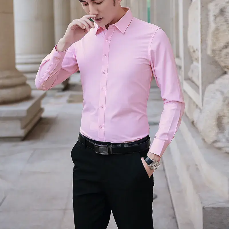 Men's Super Size Long Sleeve White Shirt Business Casual - Image 9
