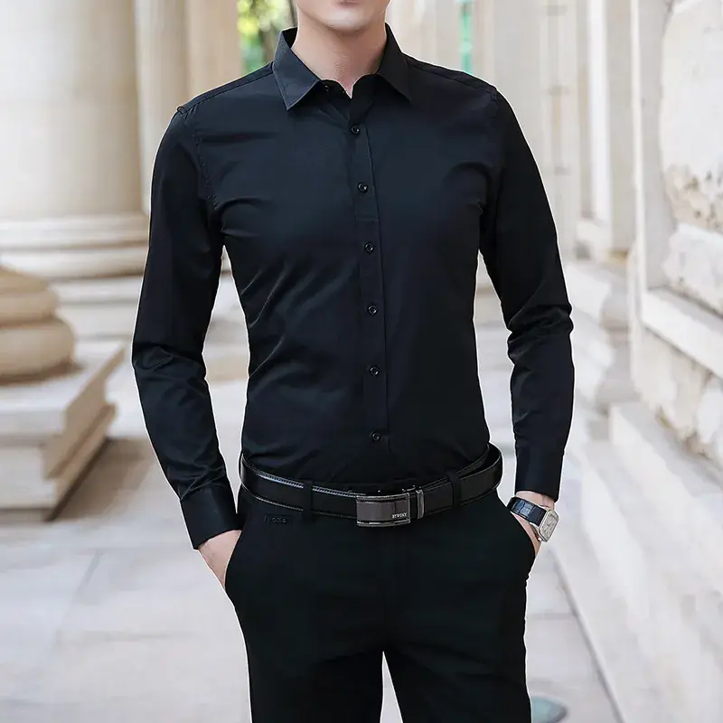 Men's Super Size Long Sleeve White Shirt Business Casual - Image 2