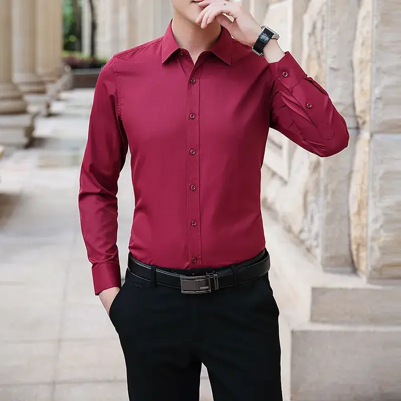 Men's Super Size Long Sleeve White Shirt Business Casual - Image 6