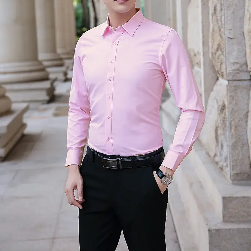 Men's Super Size Long Sleeve White Shirt Business Casual - Image 5