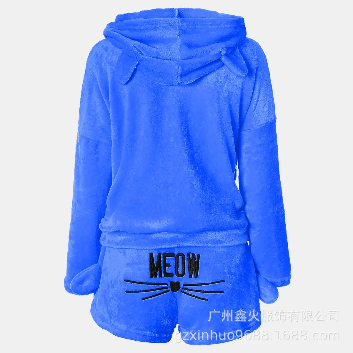 2018 Winter Cat Embroidered Plush Pajamas Set - Image 6