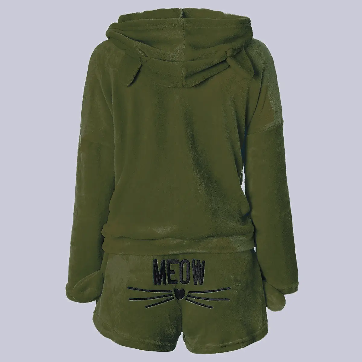2018 Winter Cat Embroidered Plush Pajamas Set - Image 9