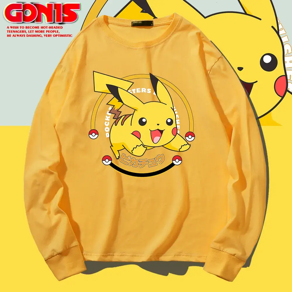 Pikachu Graphic Sweatshirt Red Cotton Long Sleeve - Image 10