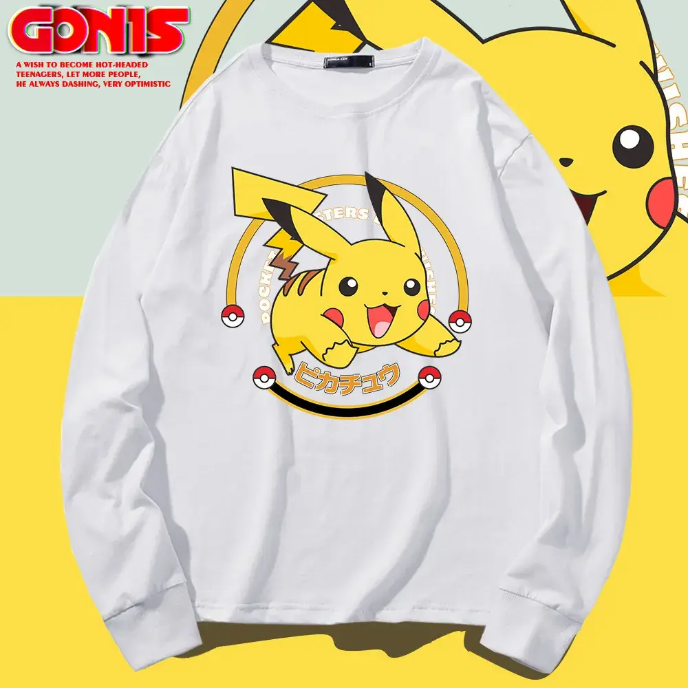 Pikachu Graphic Sweatshirt Red Cotton Long Sleeve - Image 12