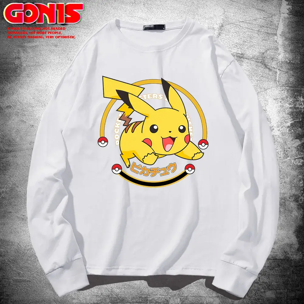 Pikachu Graphic Sweatshirt Red Cotton Long Sleeve - Image 2