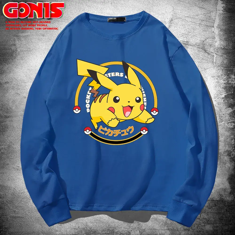 Pikachu Graphic Sweatshirt Red Cotton Long Sleeve - Image 5
