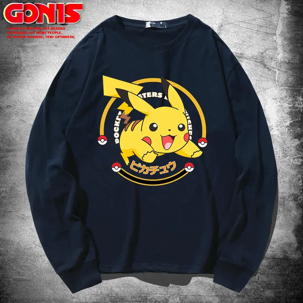 Pikachu Graphic Sweatshirt Red Cotton Long Sleeve - Image 9