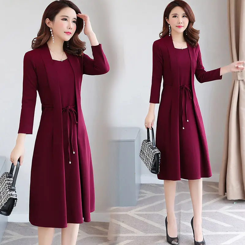 New Spring and Autumn Fake Two-piece Long-sleeve Dress for Women - Image 5
