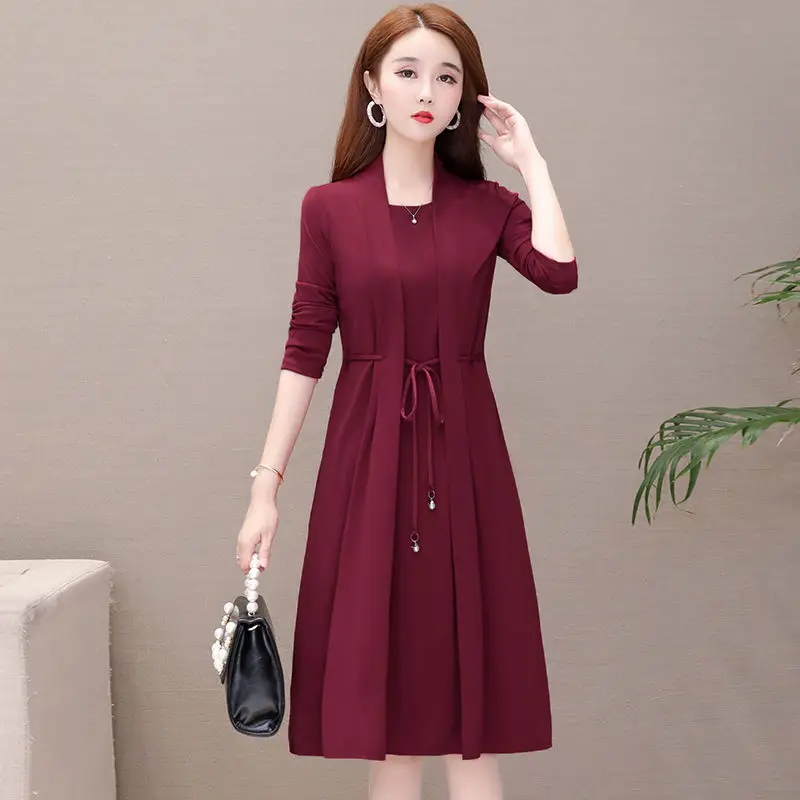 New Spring and Autumn Fake Two-piece Long-sleeve Dress for Women - Image 7