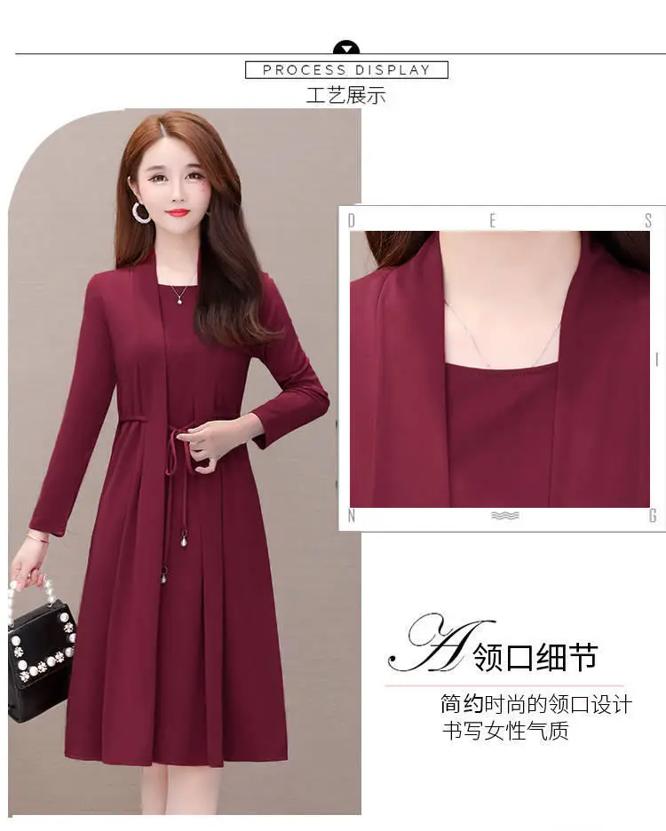 New Spring and Autumn Fake Two-piece Long-sleeve Dress for Women — feature 2
