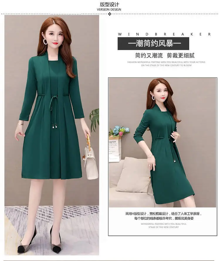 New Spring and Autumn Fake Two-piece Long-sleeve Dress for Women — feature 3