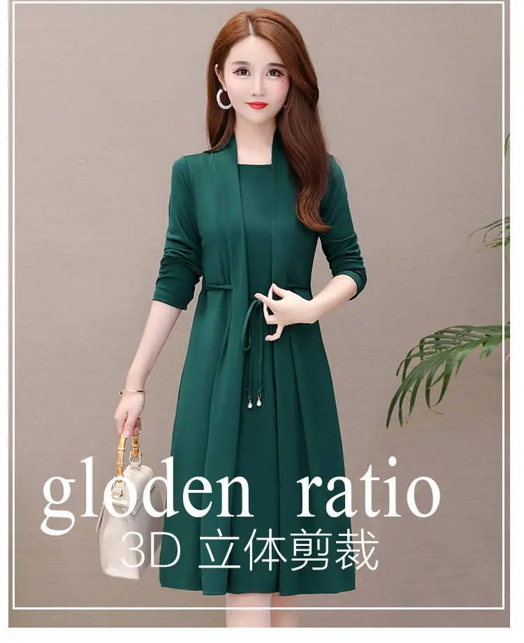 New Spring and Autumn Fake Two-piece Long-sleeve Dress for Women — feature 4