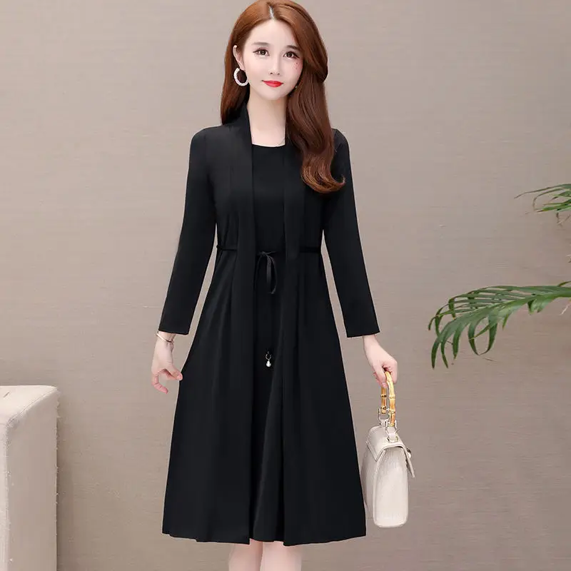 New Spring and Autumn Fake Two-piece Long-sleeve Dress for Women - Image 2
