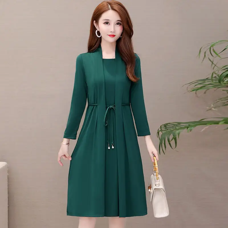New Spring and Autumn Fake Two-piece Long-sleeve Dress for Women - Image 3
