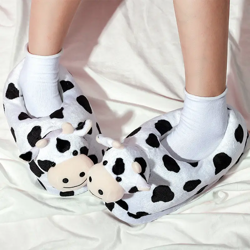 New manufacturers spot cartoon cute plush milk warm thick slippers non-slip comfortable home cotton shoes - Image 2