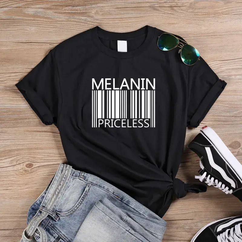 Melanin Priceless T-Shirt Pink Short Sleeve Men Women - Image 2