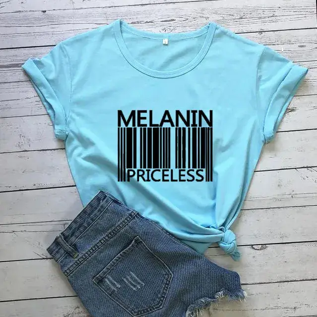 Melanin Priceless T-Shirt Pink Short Sleeve Men Women - Image 12