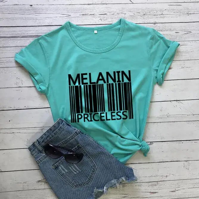 Melanin Priceless T-Shirt Pink Short Sleeve Men Women - Image 15