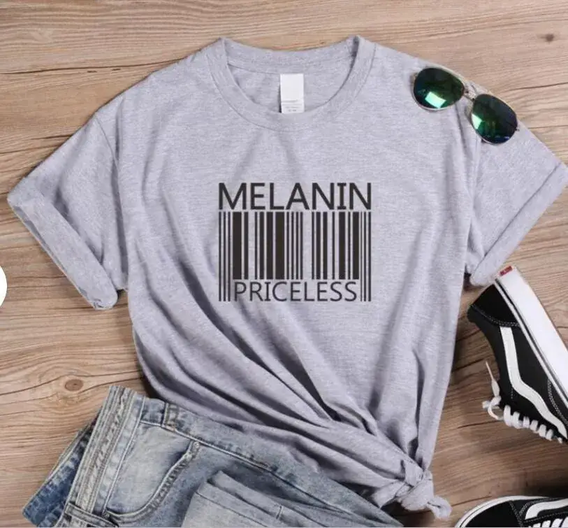 Melanin Priceless T-Shirt Pink Short Sleeve Men Women - Image 3