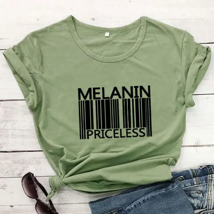Melanin Priceless T-Shirt Pink Short Sleeve Men Women - Image 8