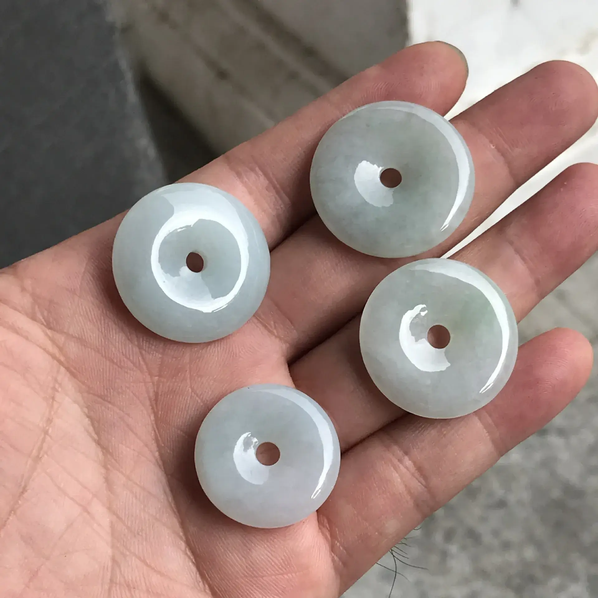 Light White Jade Safety Buckle with Central Hole - Image 2