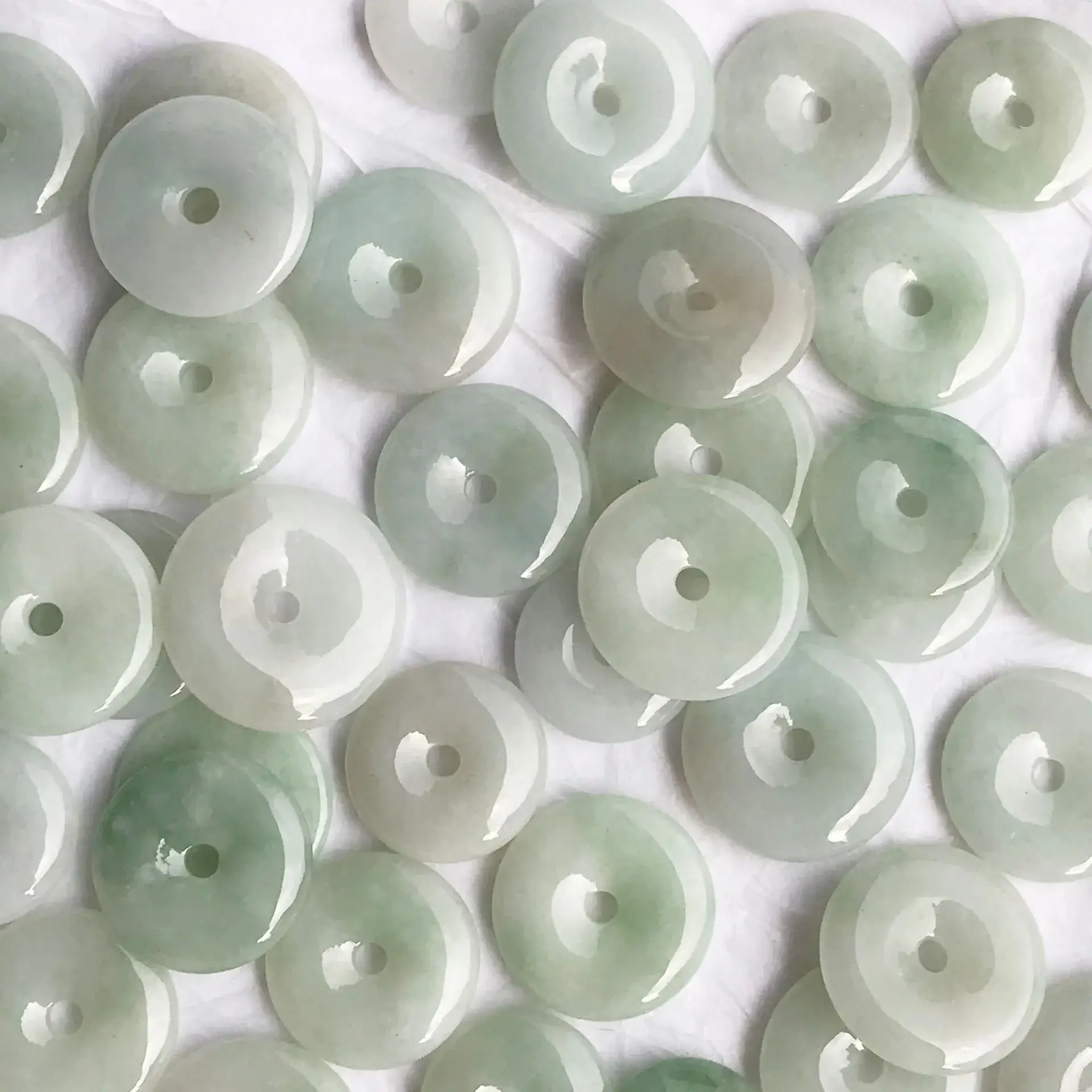 Light White Jade Safety Buckle with Central Hole - Image 3