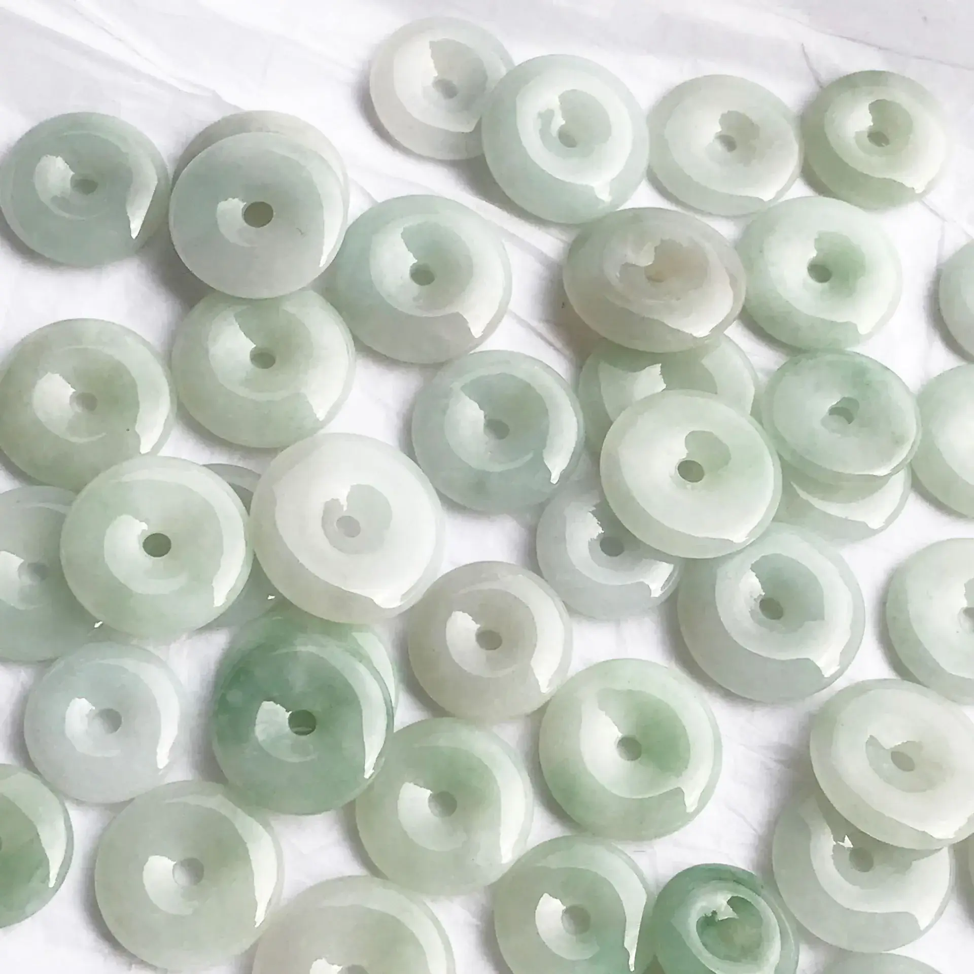 Light White Jade Safety Buckle with Central Hole - Image 4