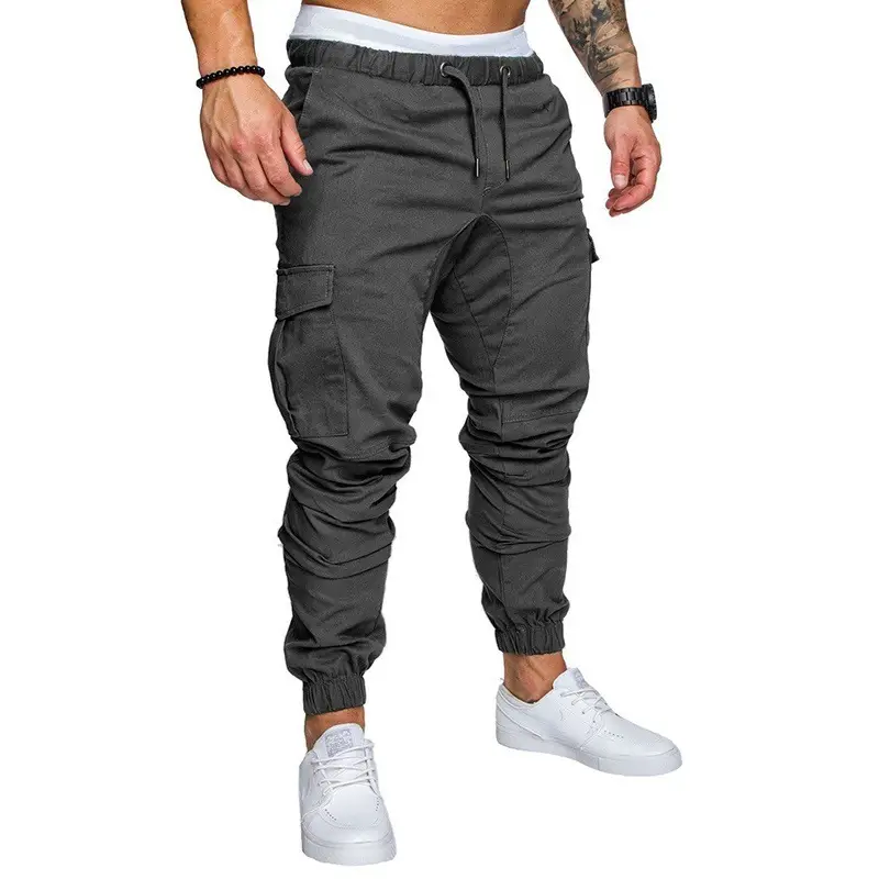 Men Red Cotton Jogger Pants with Drawstring Waist — feature 13