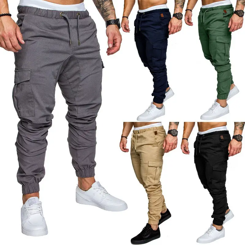 Men Red Cotton Jogger Pants with Drawstring Waist — feature 3