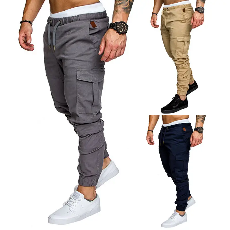 Men Red Cotton Jogger Pants with Drawstring Waist — feature 4