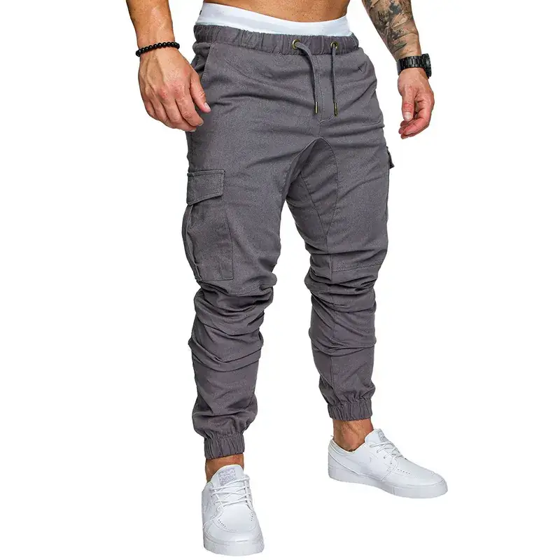 Men Red Cotton Jogger Pants with Drawstring Waist - Image 6