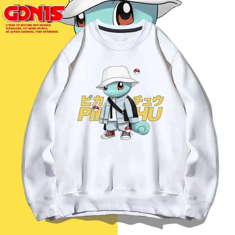 Men & Women Pikachu Graphic Crewneck Sweatshirt Grey