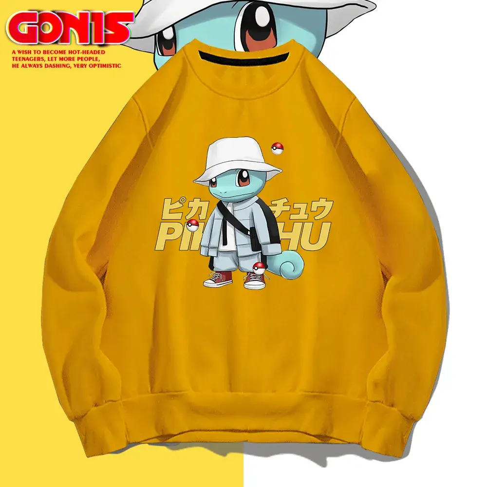Men & Women Pikachu Graphic Crewneck Sweatshirt Grey