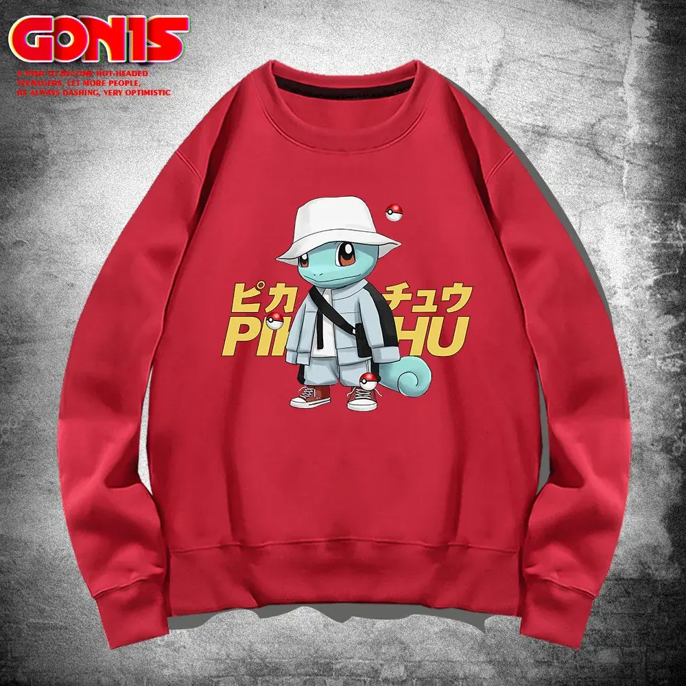 Men & Women Pikachu Graphic Crewneck Sweatshirt Grey