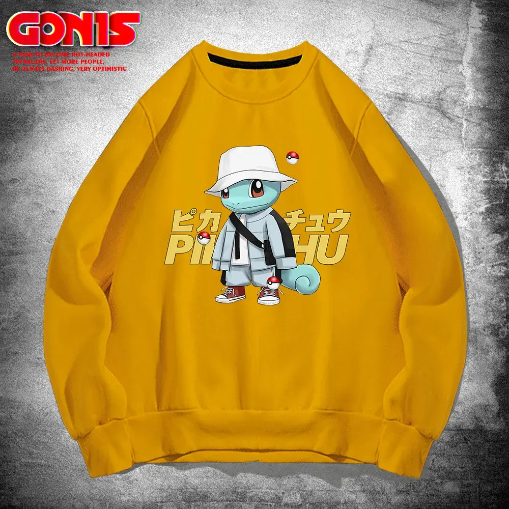 Men & Women Pikachu Graphic Crewneck Sweatshirt Grey