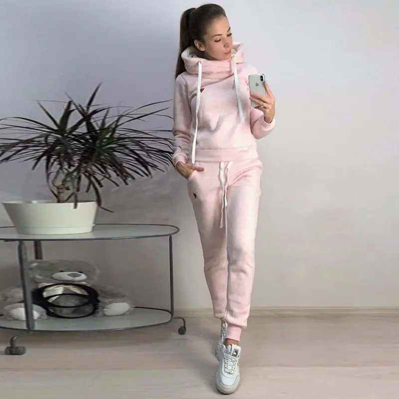 Pink Fleece Track Suit Women Casual Sports Wear - Image 6