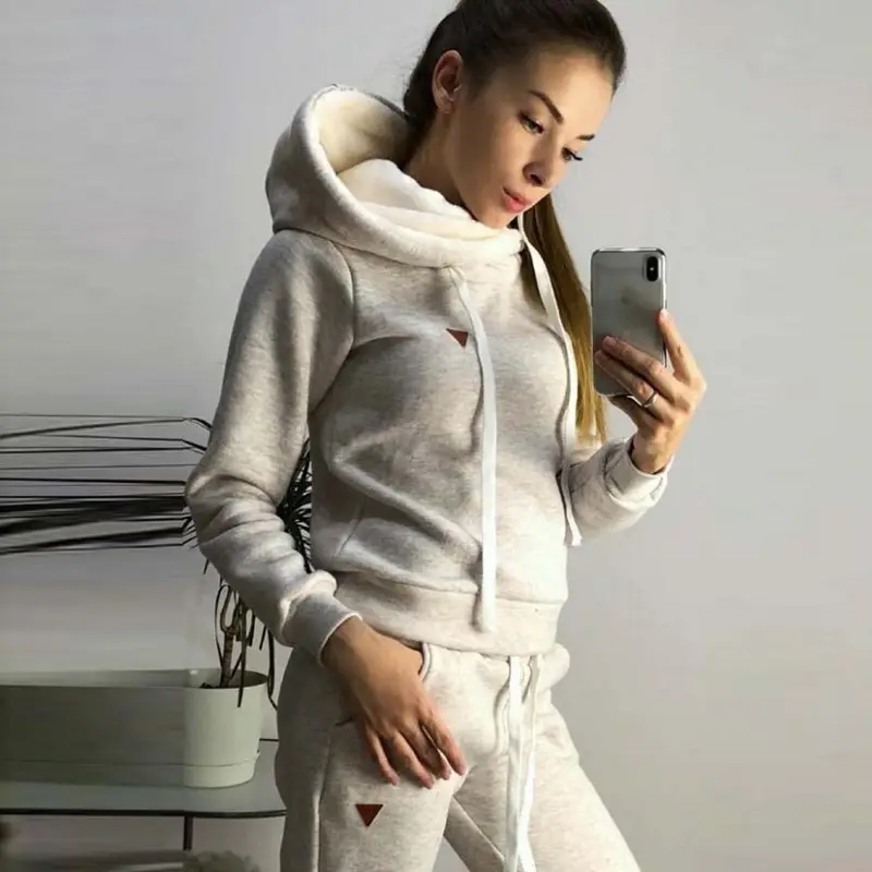 Pink Fleece Track Suit Women Casual Sports Wear - Image 7
