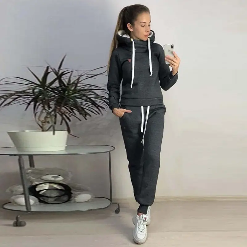 Pink Fleece Track Suit Women Casual Sports Wear — feature 11