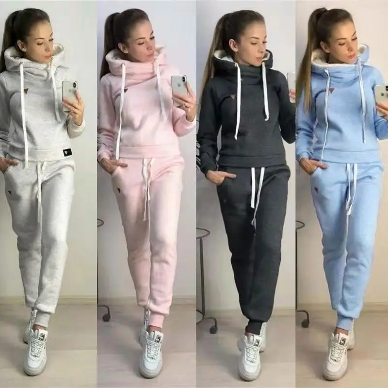 Pink Fleece Track Suit Women Casual Sports Wear — feature 2