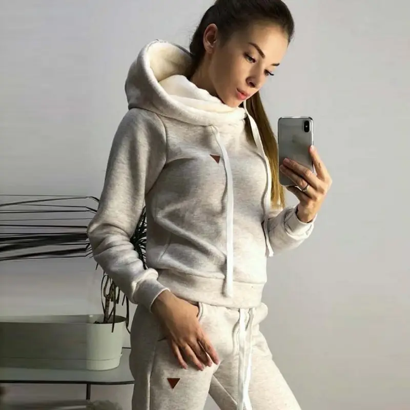 Pink Fleece Track Suit Women Casual Sports Wear — feature 4